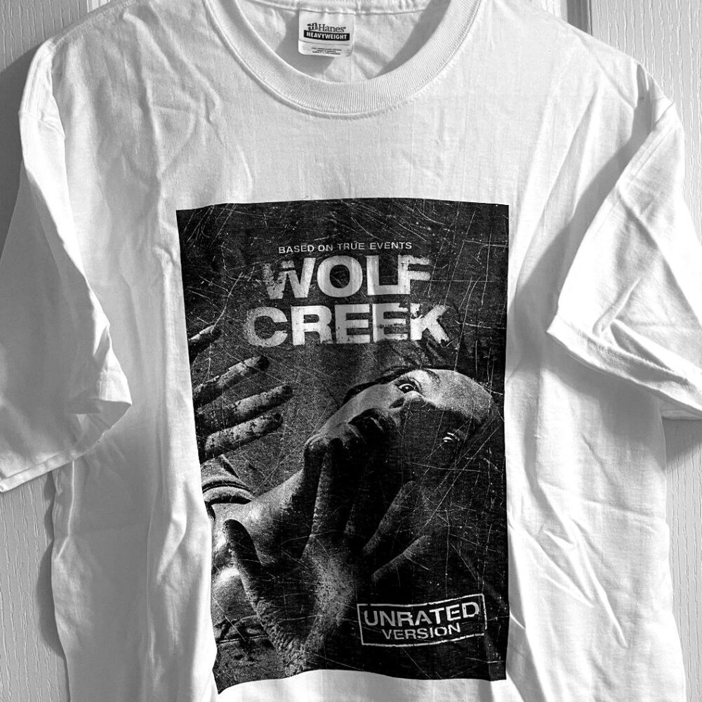 NEW/MINT 2006 Wolf Creek Unrated Horror Dvd DOUBLE-SIDED Promo T-Shirt sz Large